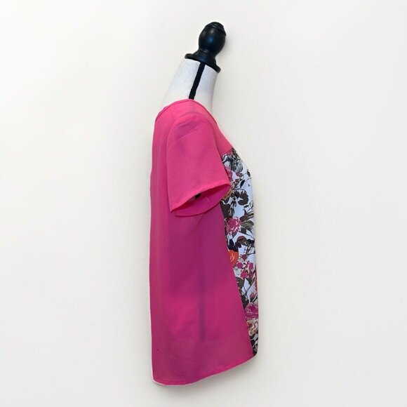 Kut From The Cloth Top Women’s Medium Floral Print Semi Sheer Short Sleeve - Picture 4 of 12